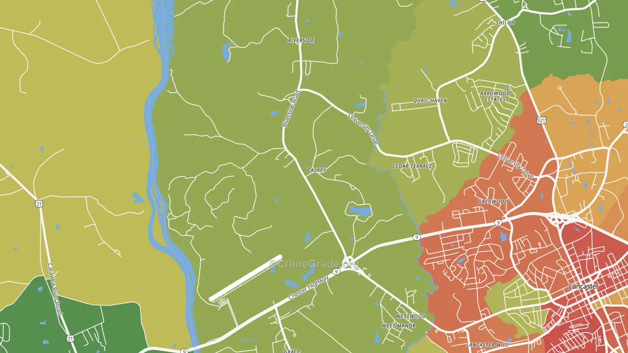 Caskey, SC Map of Burglary Rates