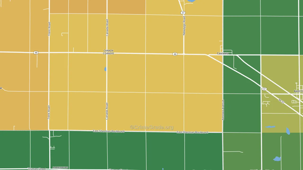 Casnovia, MI Map of Burglary Rates