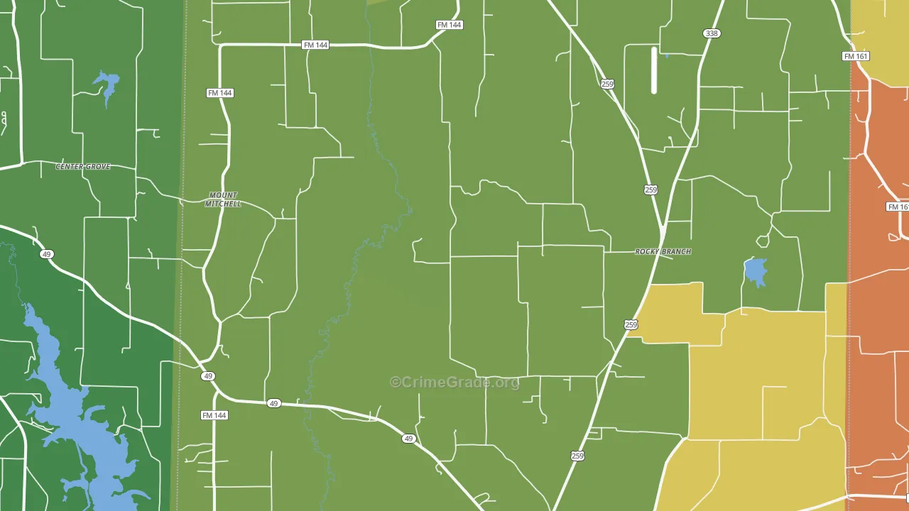 Cason, TX Map of Burglary Rates