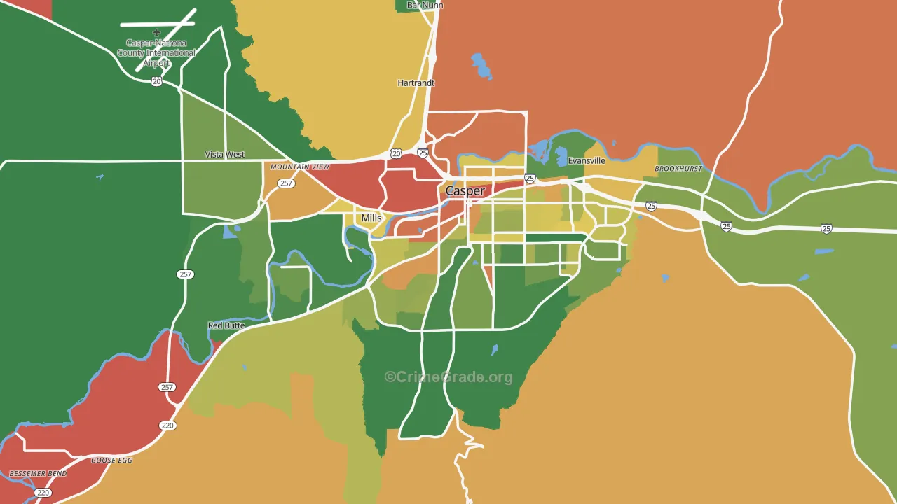 Casper, WY Map of Burglary Rates