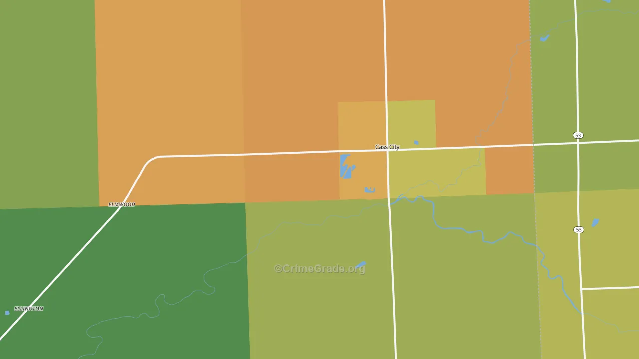 Cass City, MI Map of Burglary Rates
