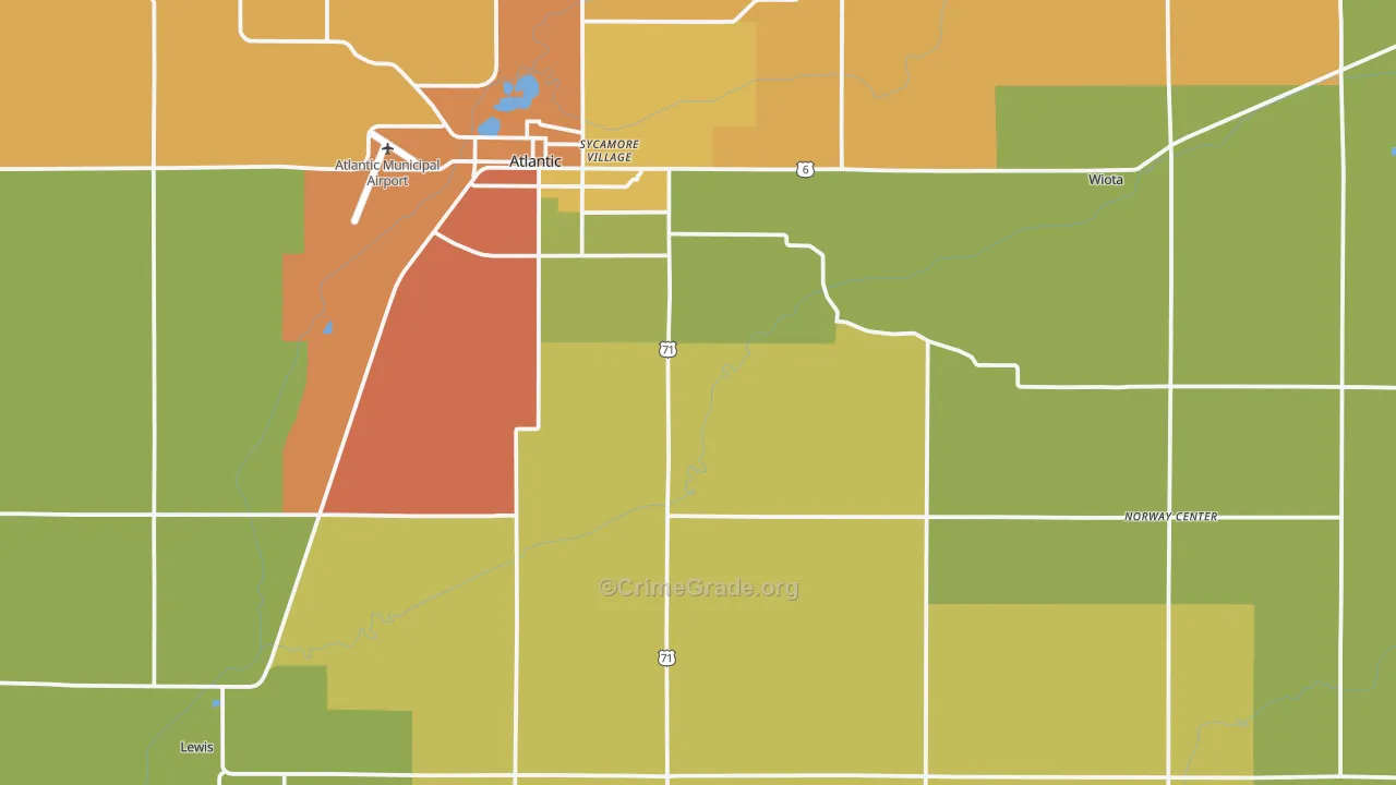 Cass County, IA Map of Burglary Rates