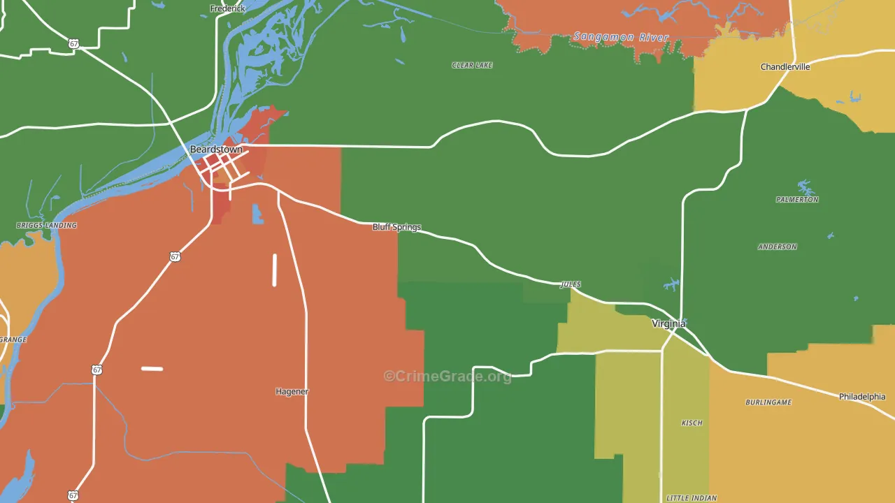 Cass County, IL Map of Burglary Rates