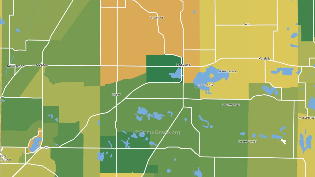 Cass County, MI Map of Burglary Rates