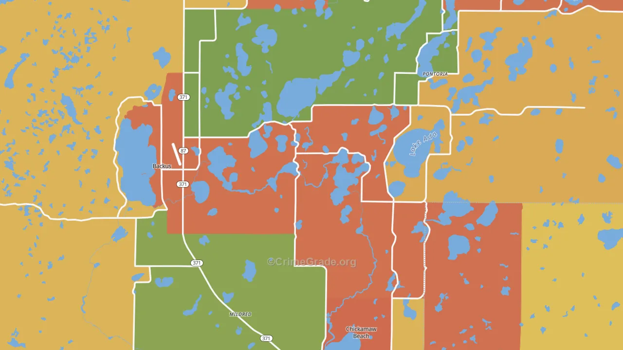Cass County, MN Map of Burglary Rates
