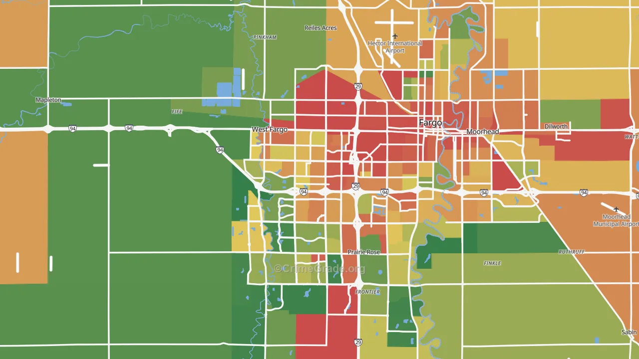 Cass County, ND Map of Burglary Rates