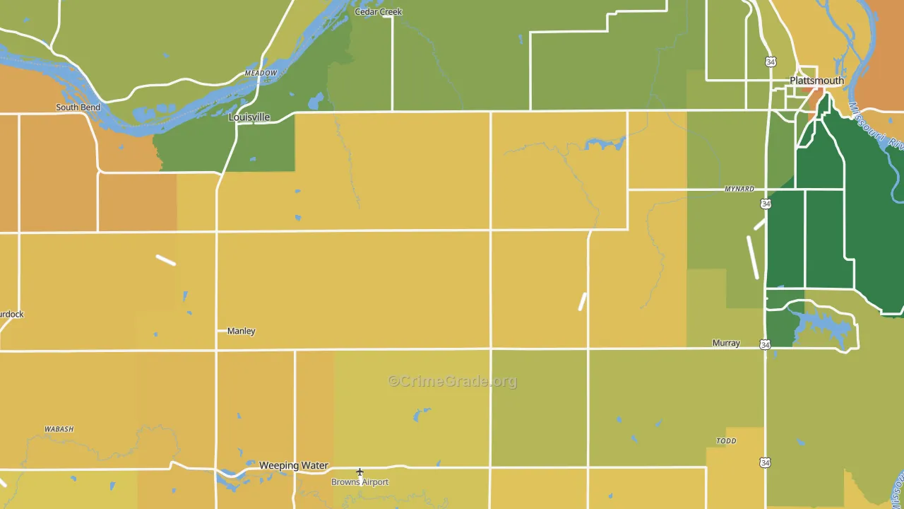 Cass County, NE Map of Burglary Rates