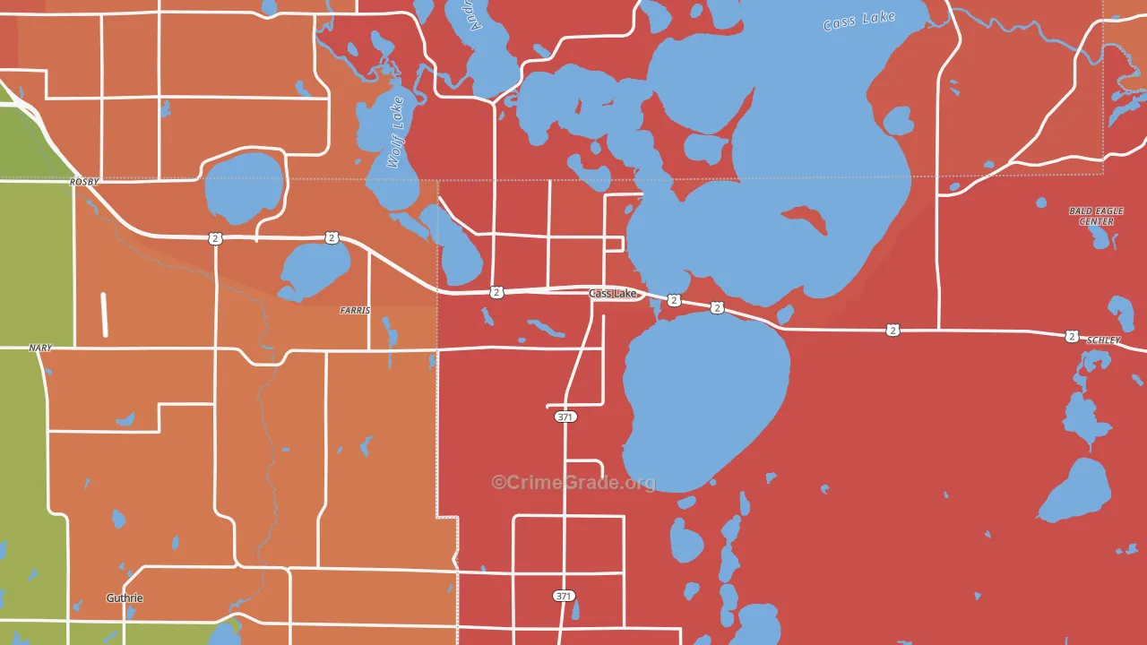 Cass Lake, MN Map of Burglary Rates