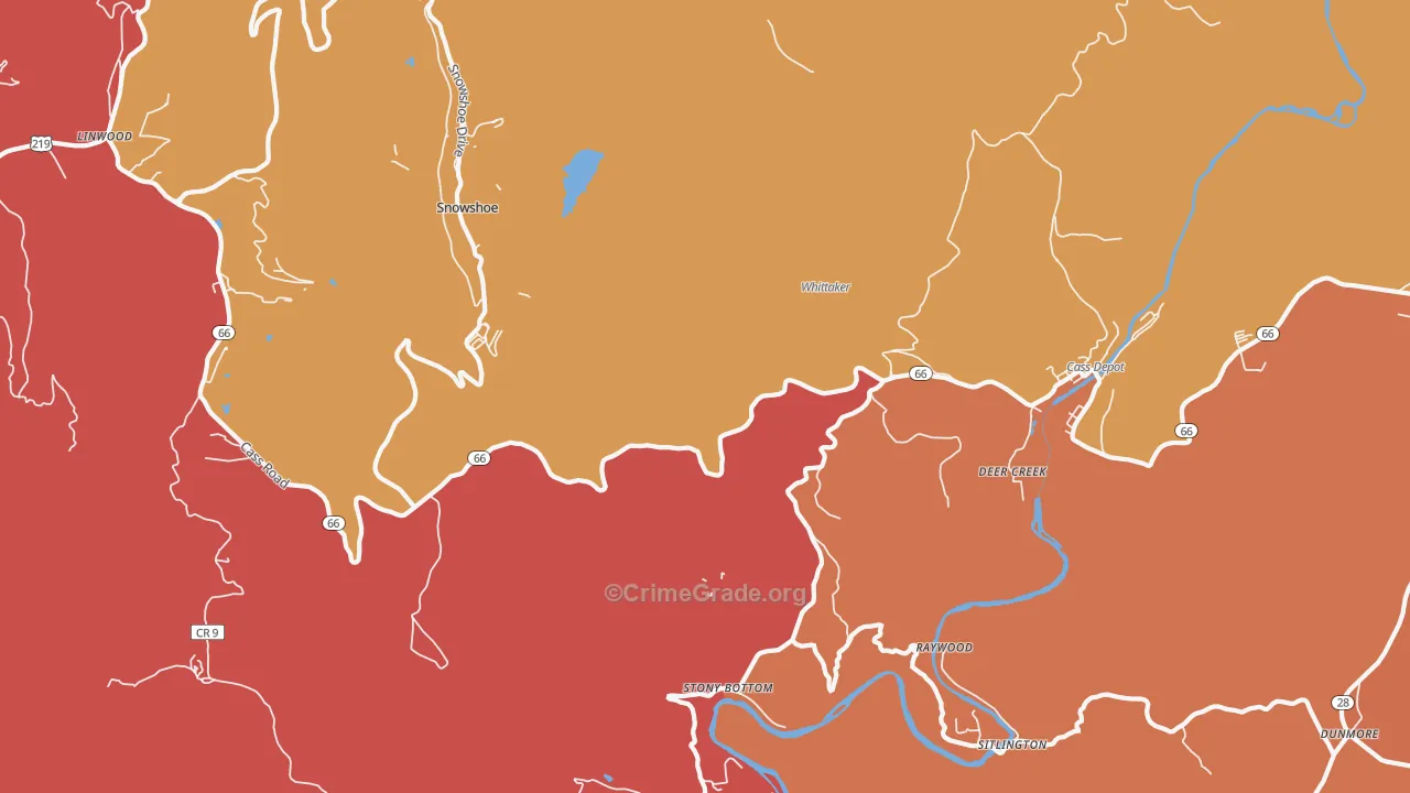 Cass, WV Map of Burglary Rates