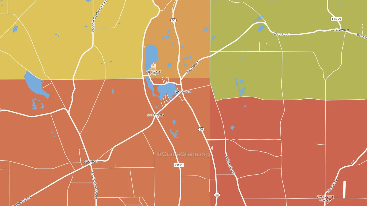 Cassadaga, NY Map of Burglary Rates