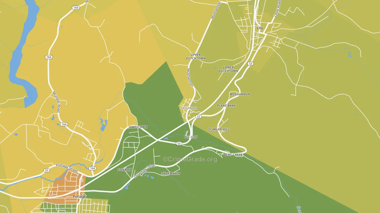 Cassandra, PA Map of Burglary Rates