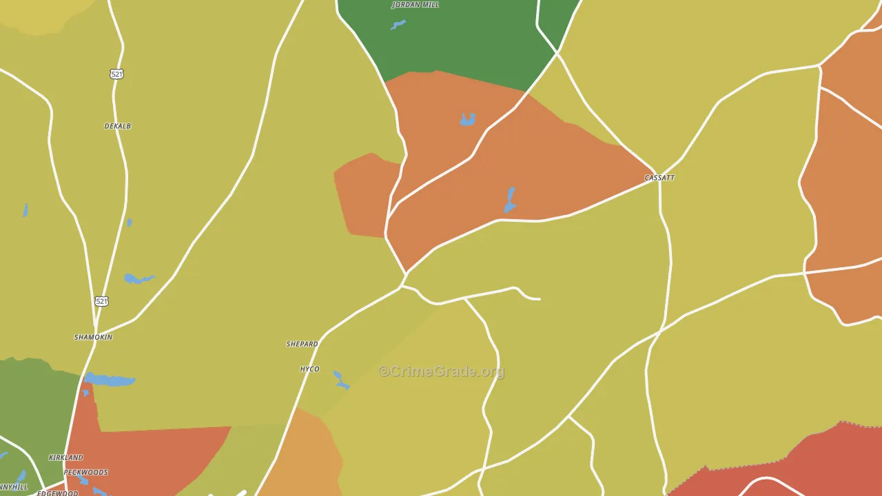 Cassatt, SC Map of Burglary Rates