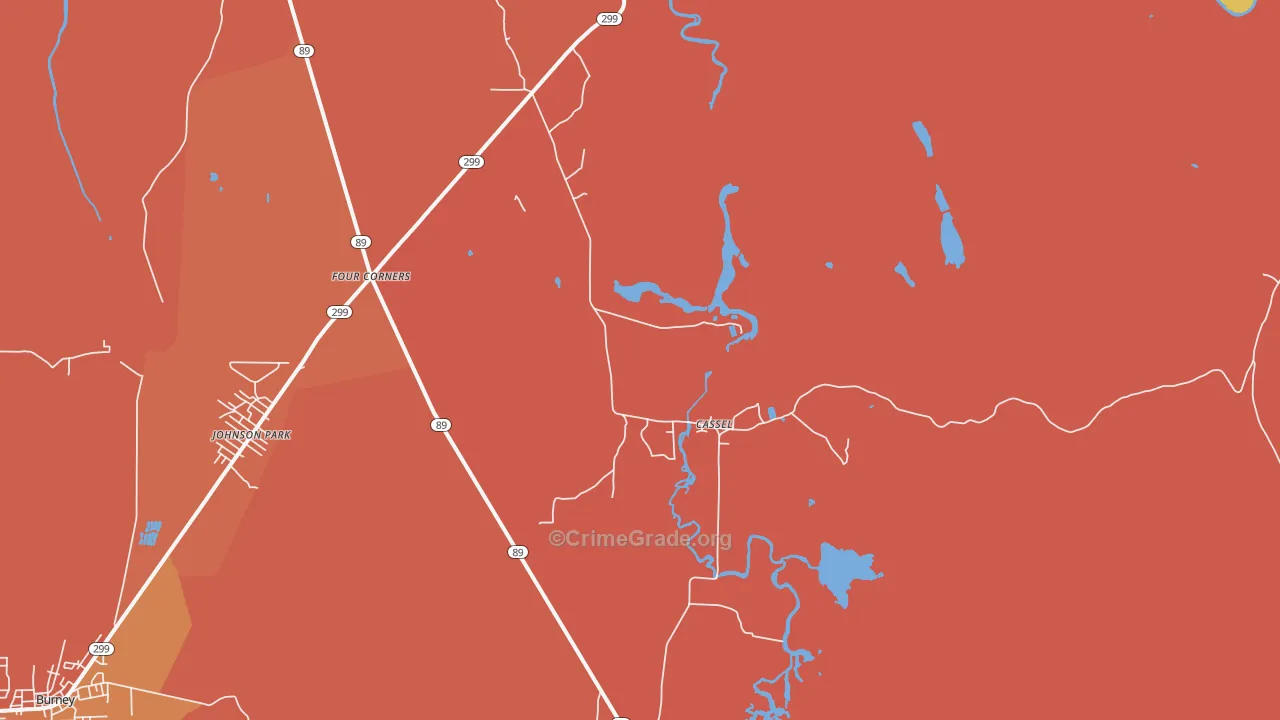 Cassel, CA Map of Burglary Rates