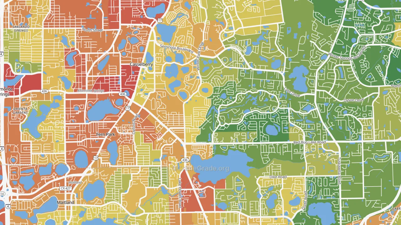 Casselberry, FL Map of Burglary Rates