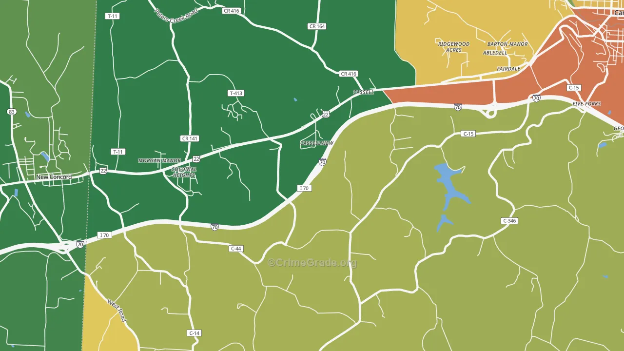 Cassell, OH Map of Burglary Rates