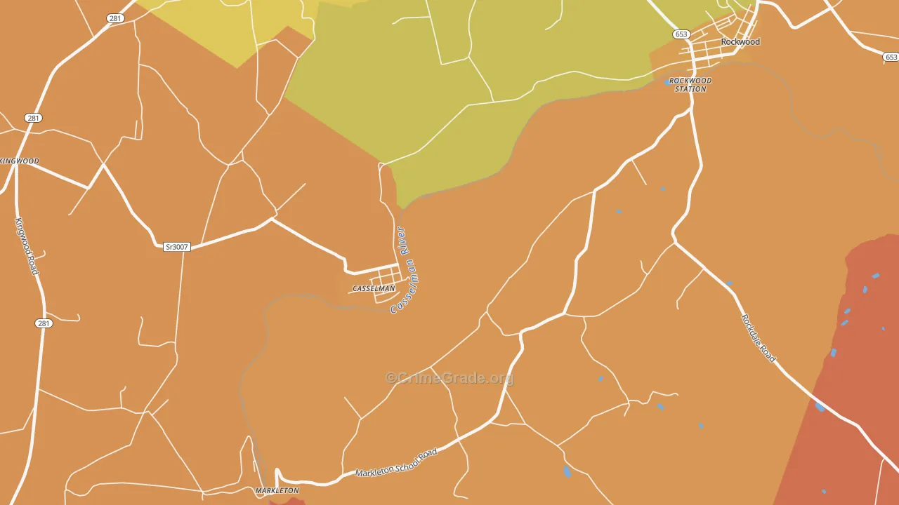 Casselman, PA Map of Burglary Rates