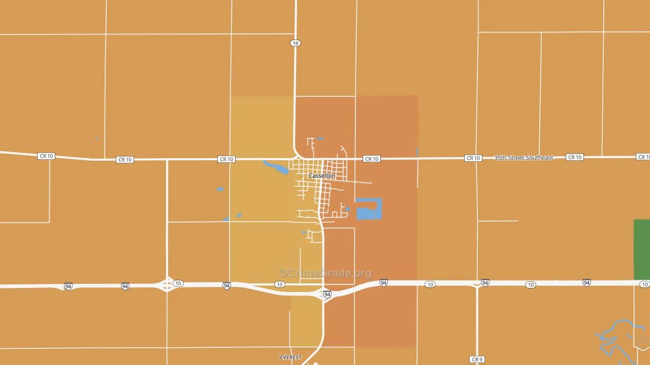 Casselton, ND Map of Burglary Rates
