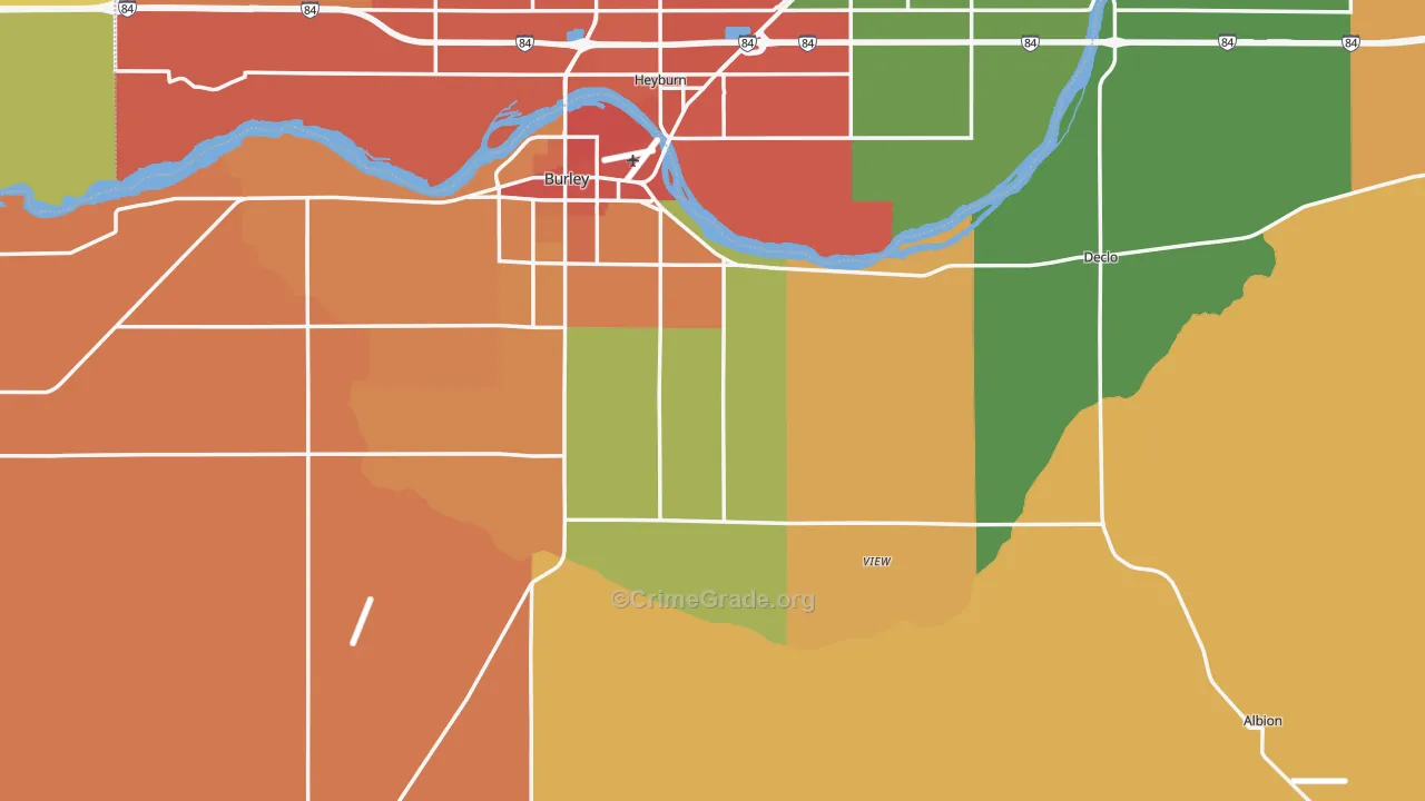 Cassia County, ID Map of Burglary Rates