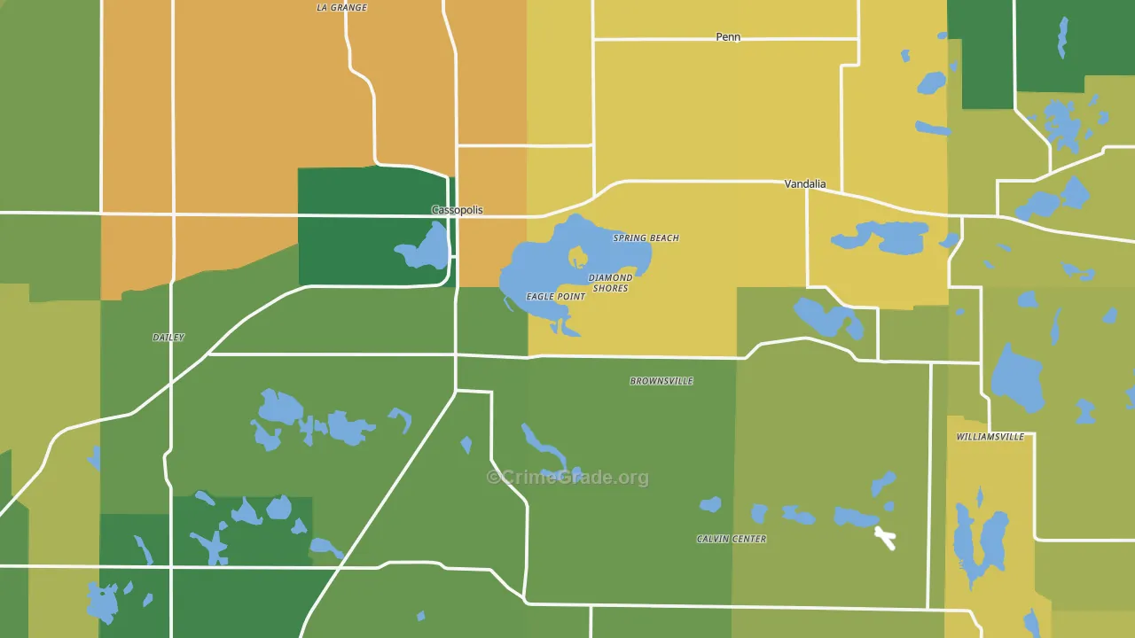 Cassopolis, MI Map of Burglary Rates