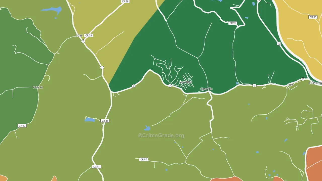 Cassville, WV Map of Burglary Rates