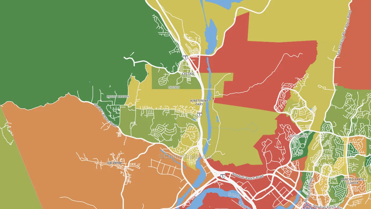 Castaic, CA Map of Burglary Rates