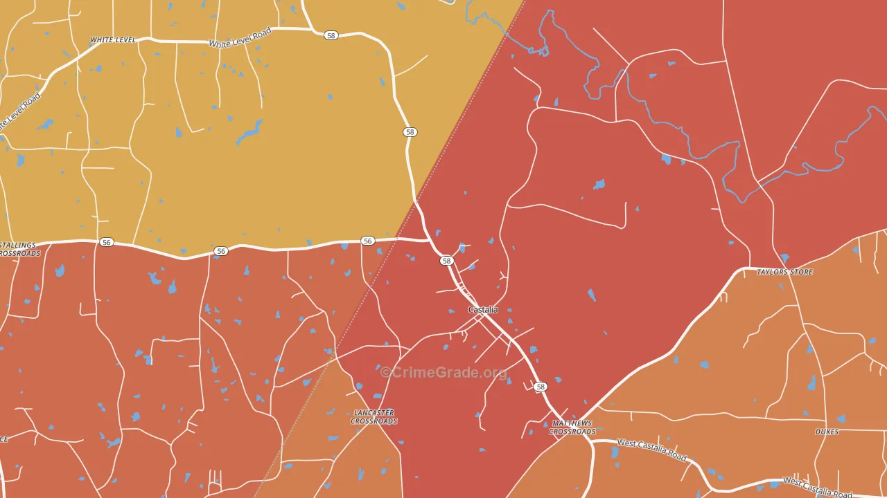 Castalia, NC Map of Burglary Rates