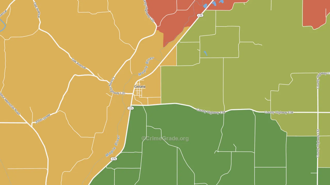 Castana, IA Map of Burglary Rates