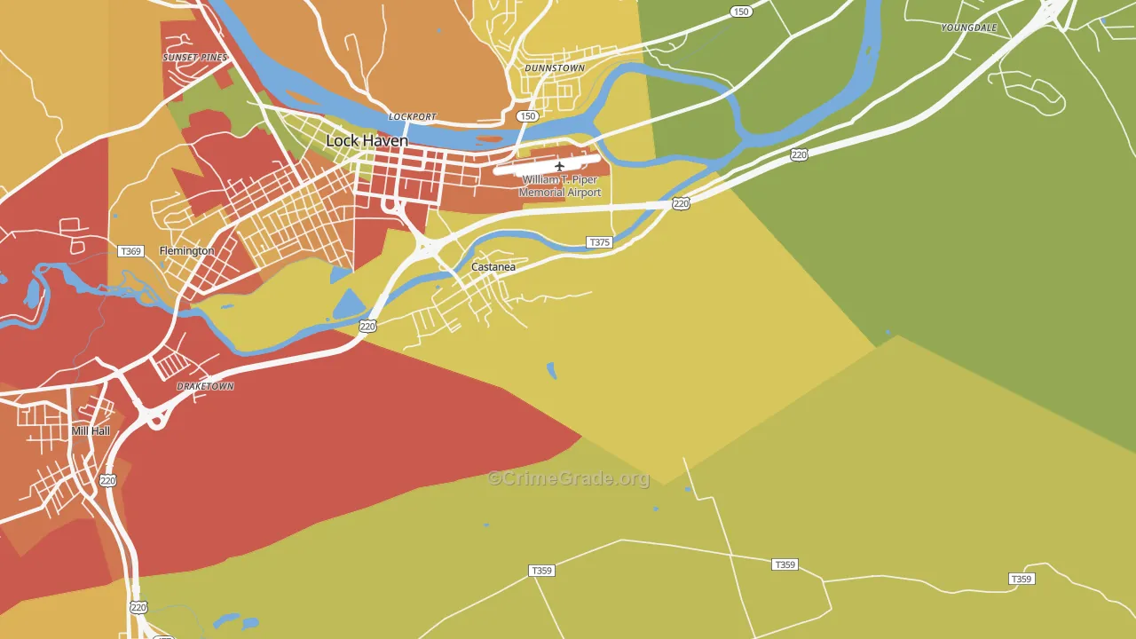 Castanea, PA Map of Burglary Rates
