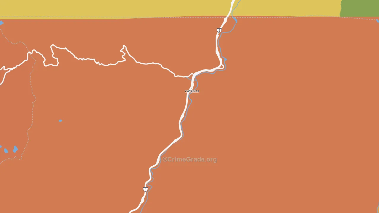 Castella, CA Map of Burglary Rates
