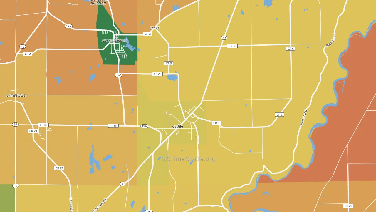 Castile, NY Map of Burglary Rates