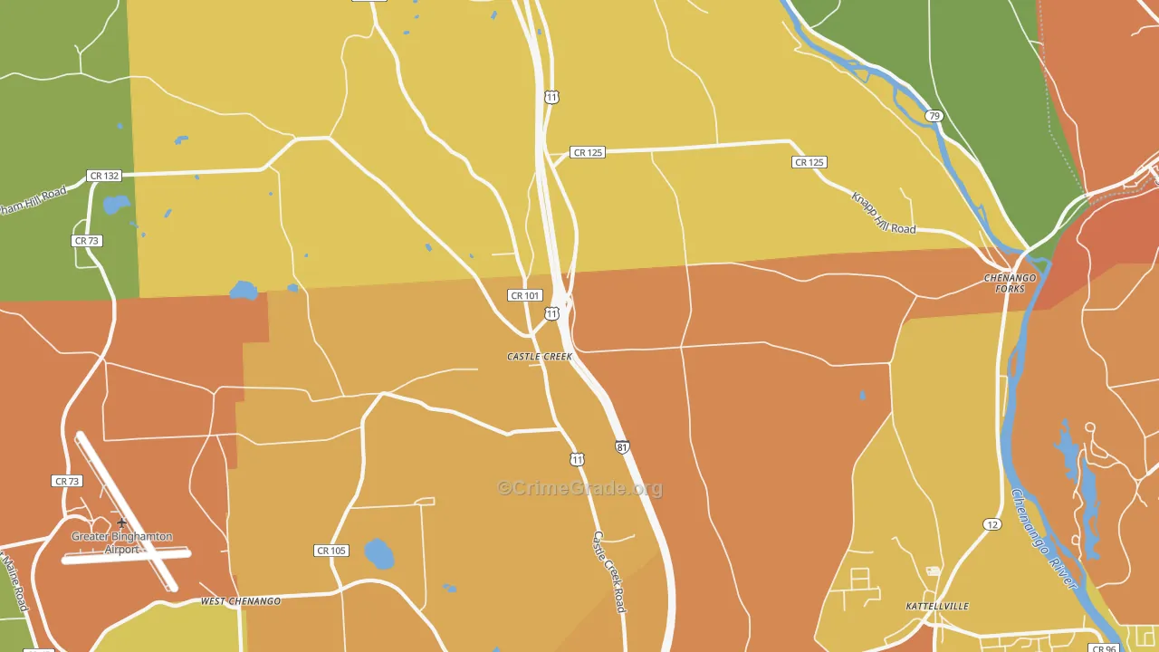 Castle Creek, NY Map of Burglary Rates