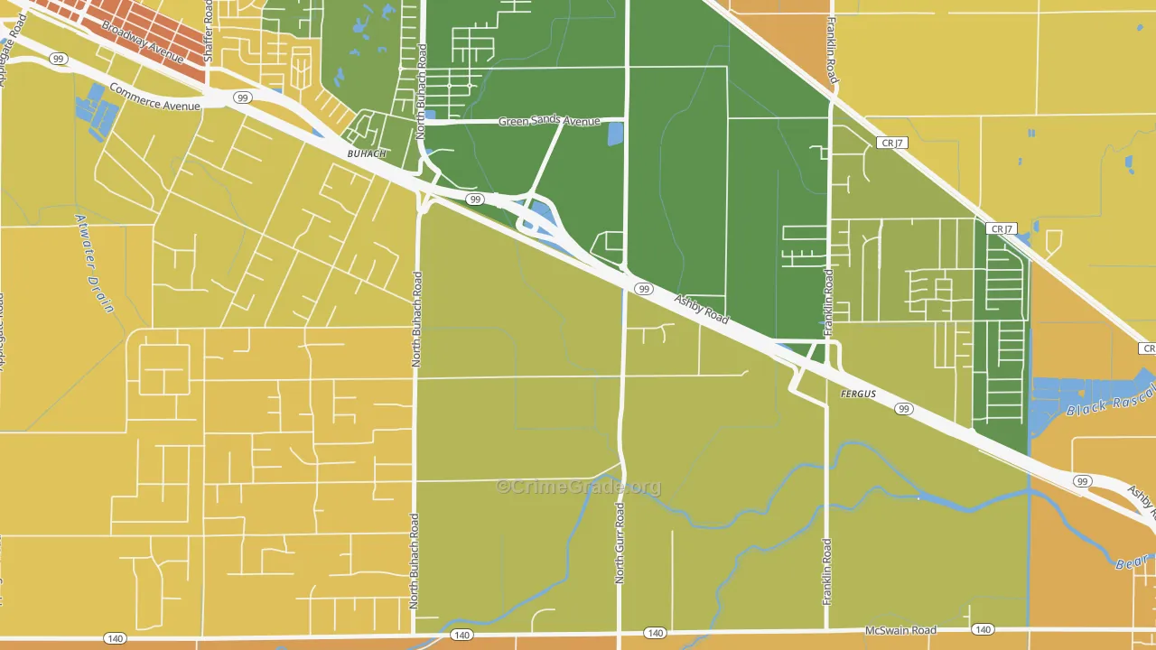 Castle Garden, CA Map of Burglary Rates