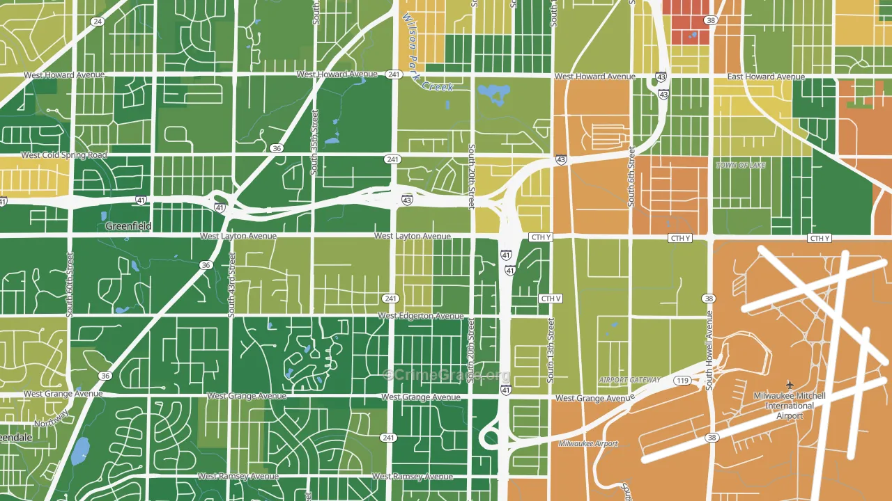 Castle Manor, Milwaukee, WI Map of Burglary Rates