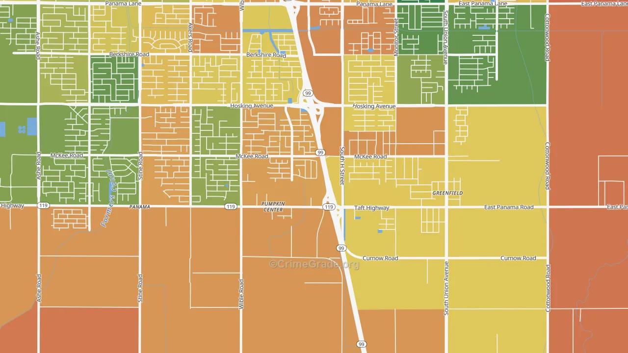 Castle Ranch, Bakersfield, CA Map of Burglary Rates