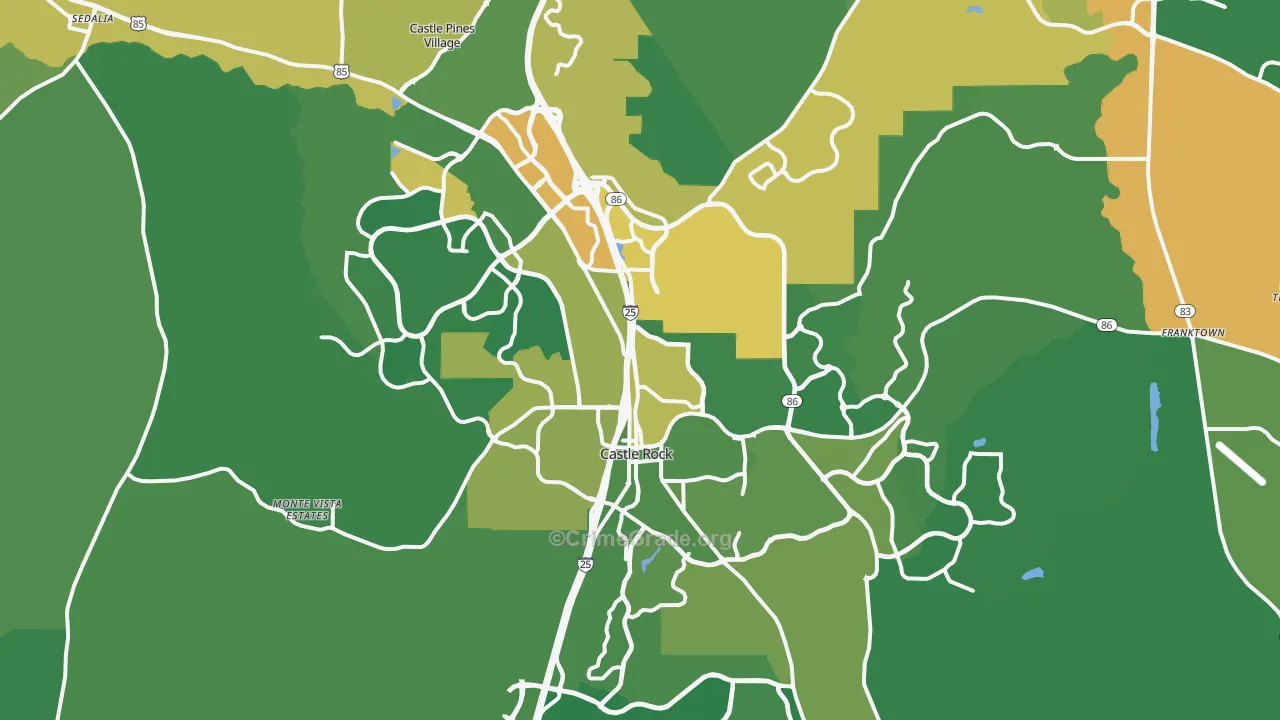 Castle Rock, CO Map of Burglary Rates