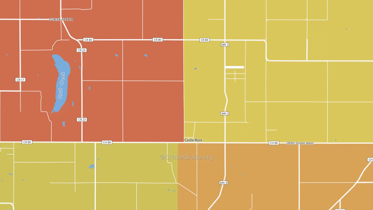 Castle Rock, MN Map of Burglary Rates