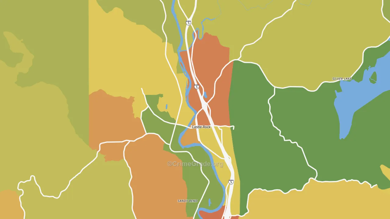 Castle Rock, WA Map of Burglary Rates