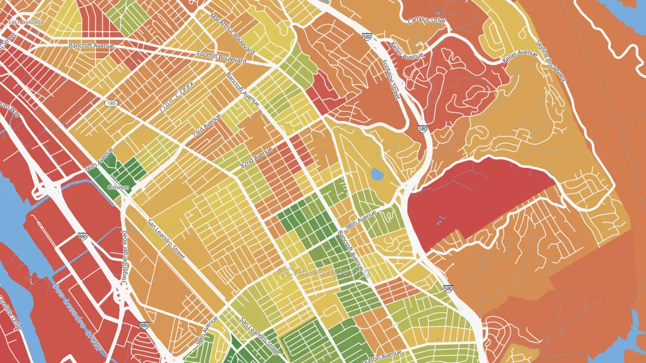 Castlemont, Oakland, CA Map of Burglary Rates