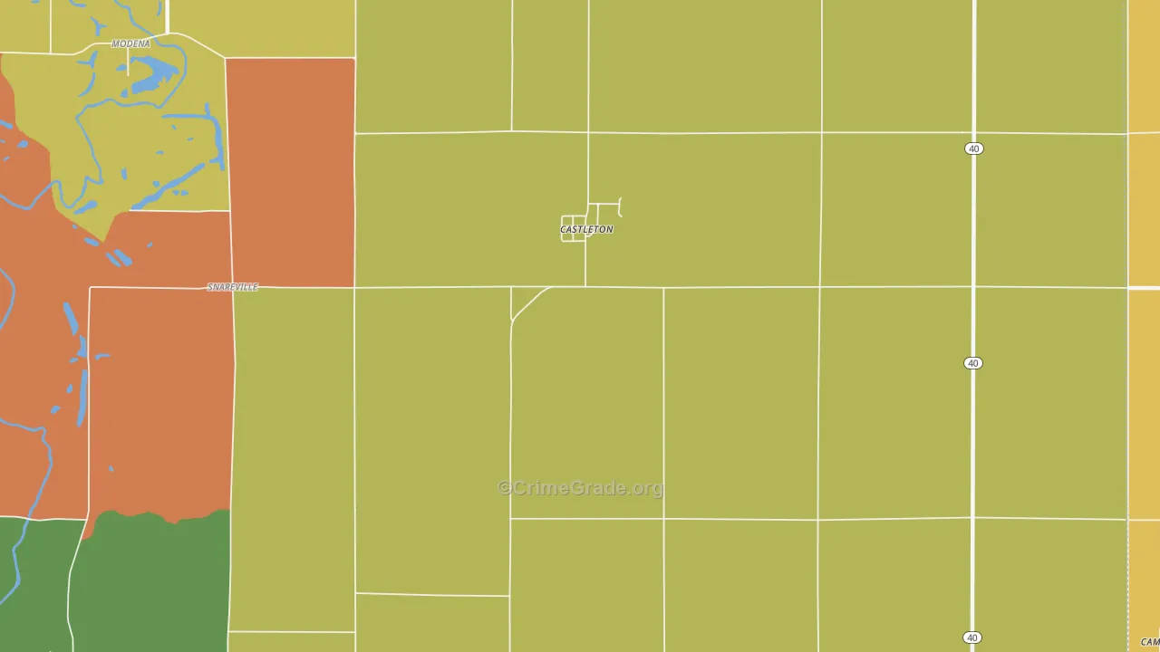 Castleton, IL Map of Burglary Rates