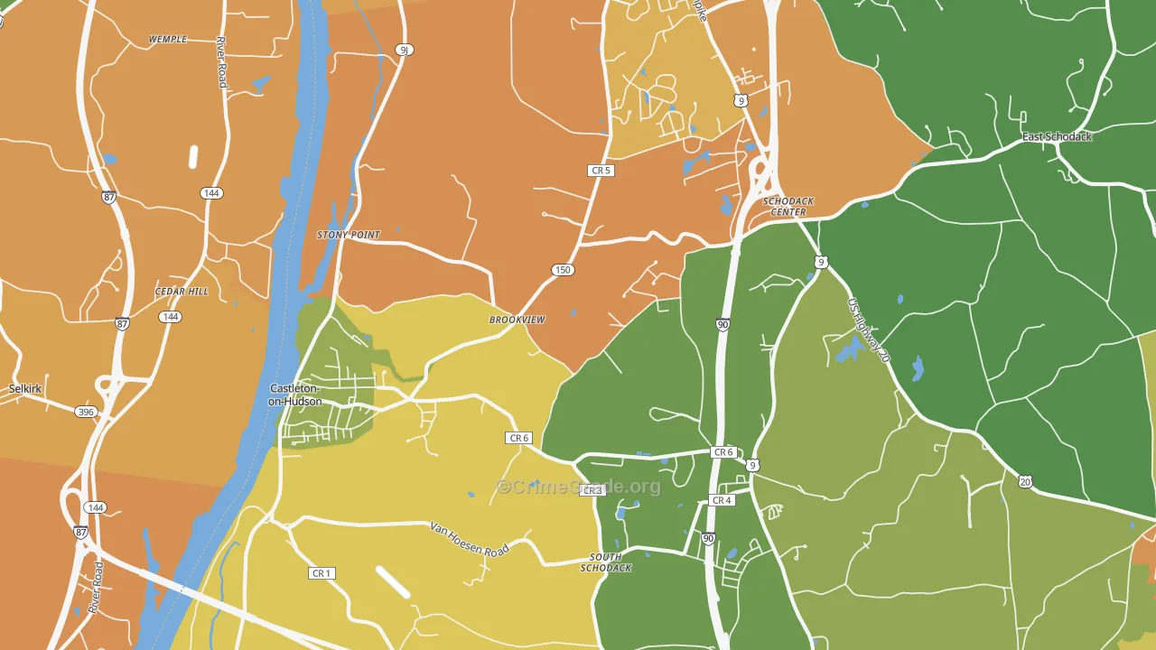 Castleton On Hudson, NY Map of Burglary Rates