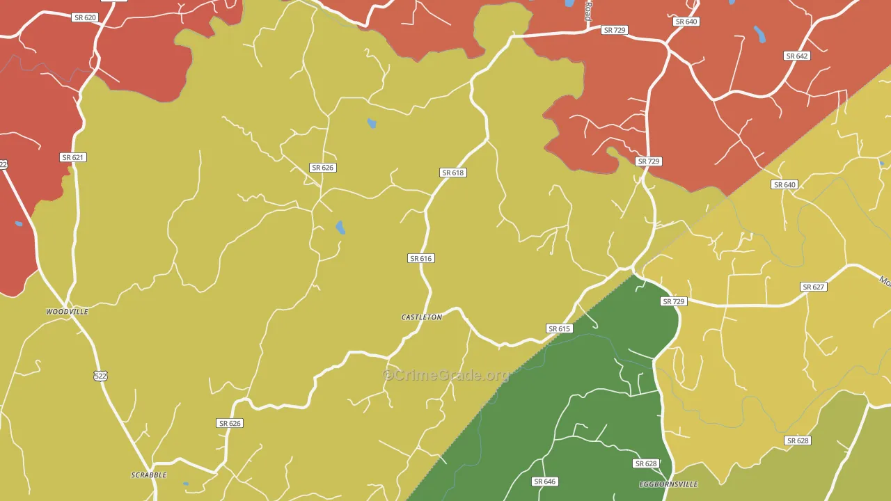 Castleton, VA Map of Burglary Rates