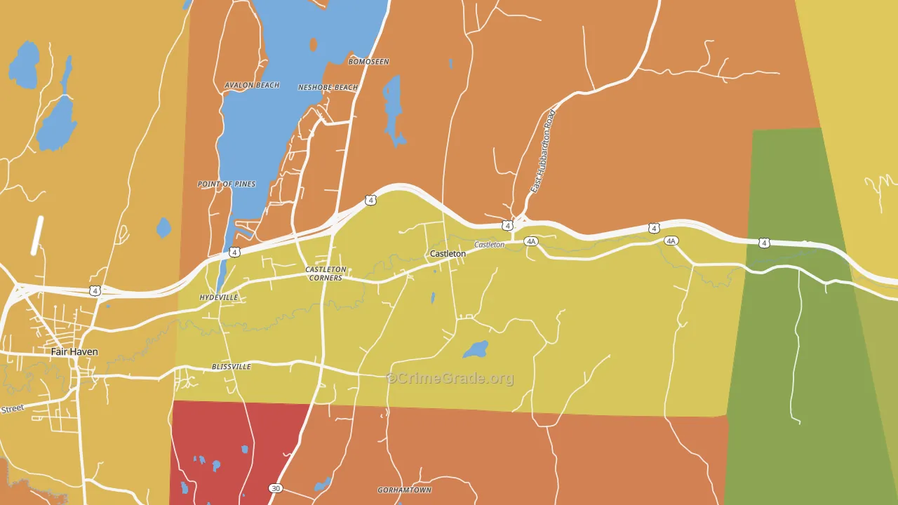 Castleton, VT Map of Burglary Rates