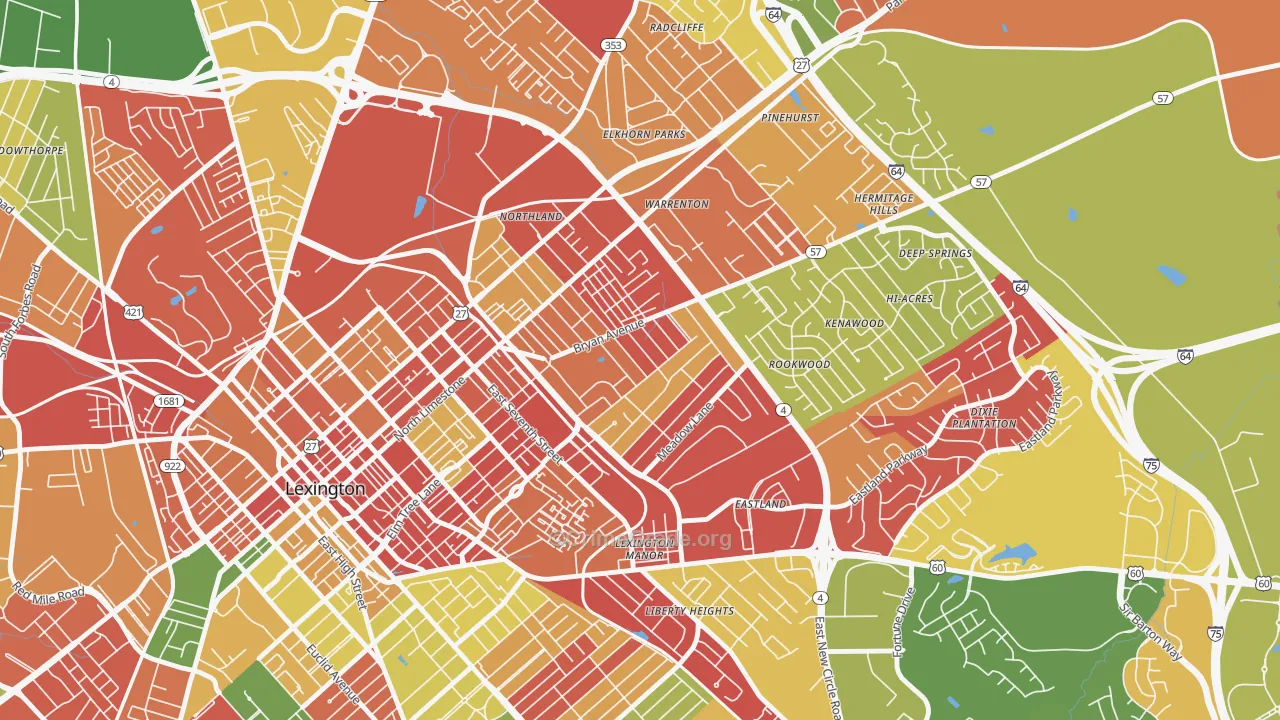 Castlewood Park, Lexington, KY Map of Burglary Rates