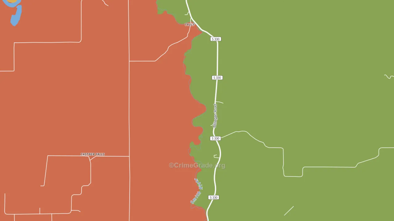 Castner Falls, MT Map of Burglary Rates