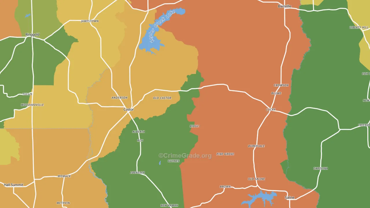 Castor, LA Map of Burglary Rates
