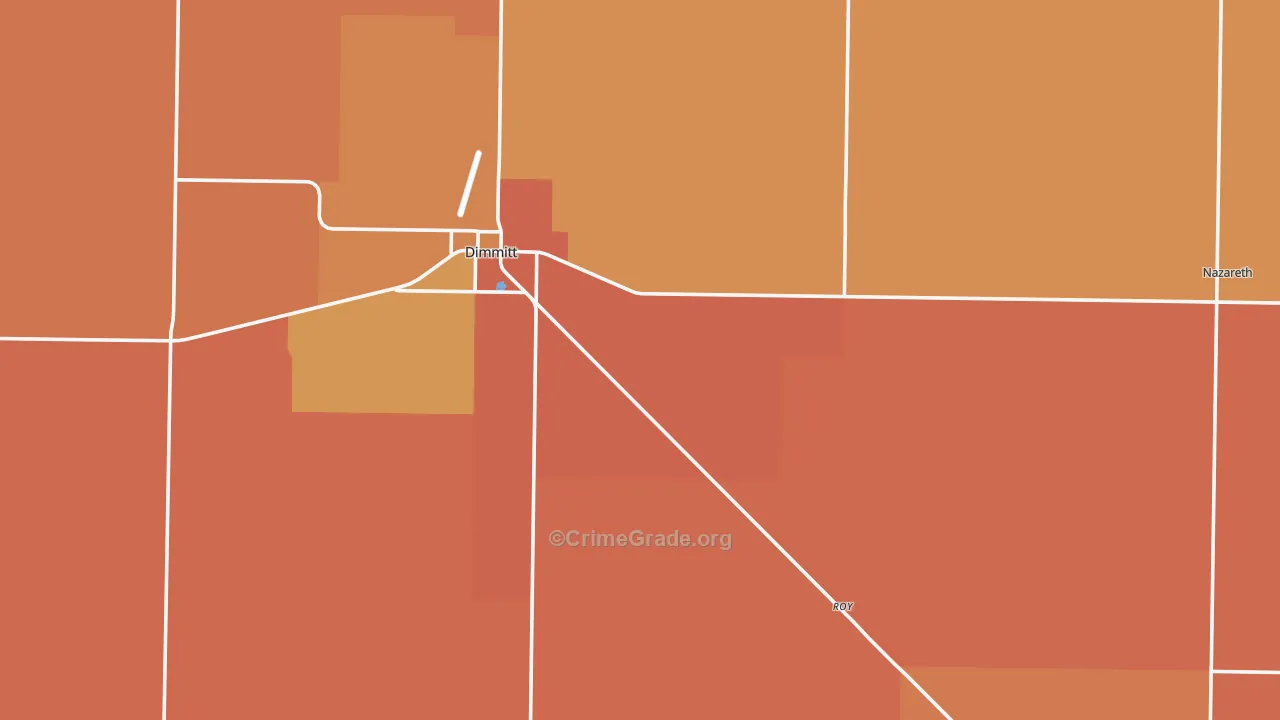 Castro County, TX Map of Burglary Rates