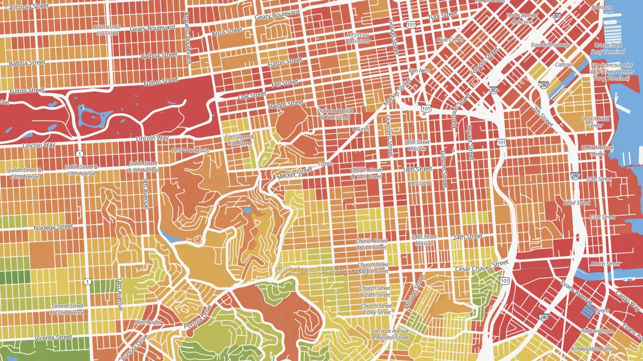 Castro-Upper Market, San Francisco, CA Map of Burglary Rates