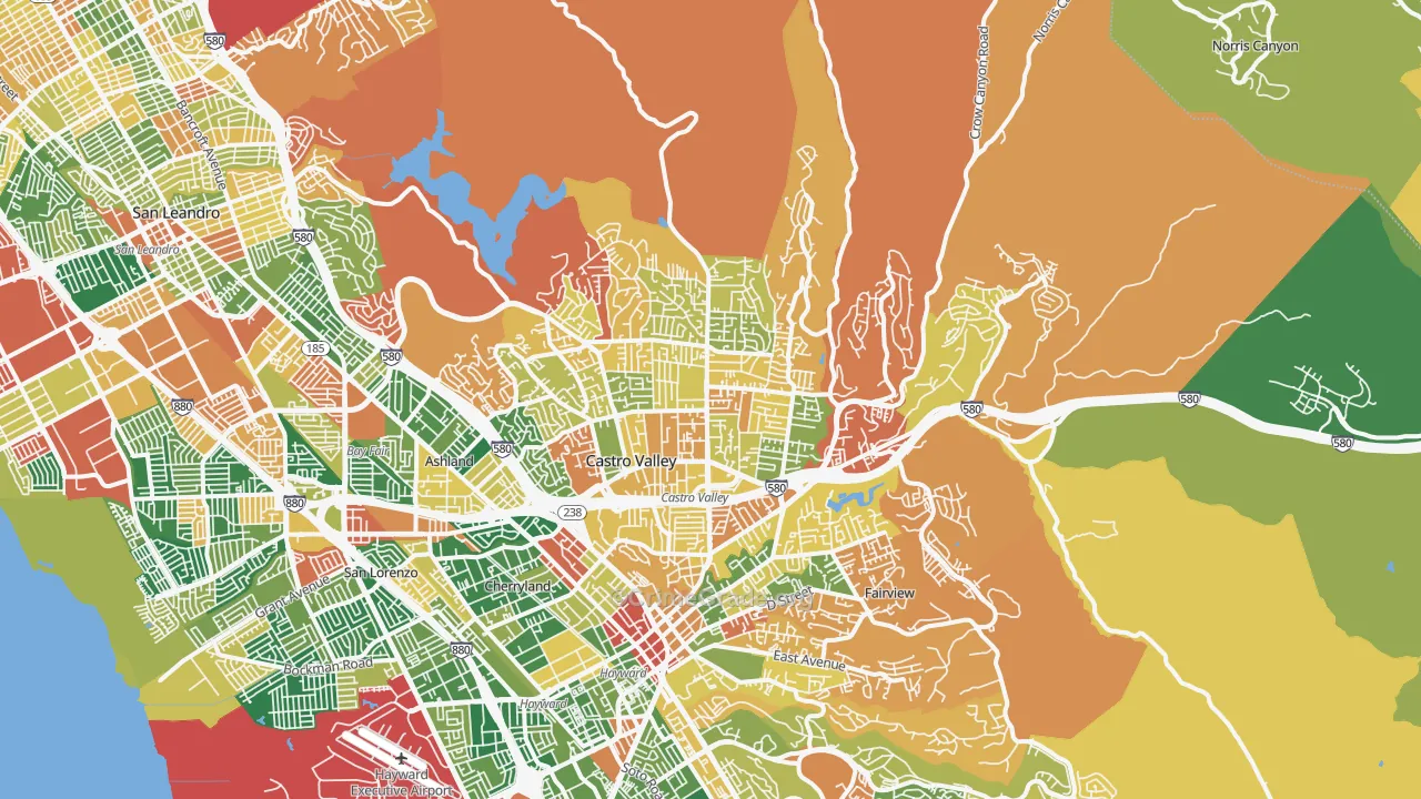 Castro Valley, CA Map of Crime Rates