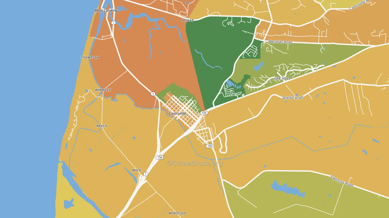 Castroville, CA Map of Burglary Rates