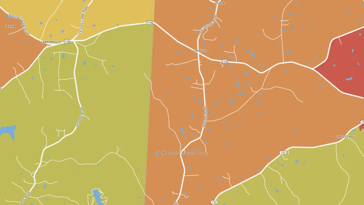 Casville, NC Map of Burglary Rates